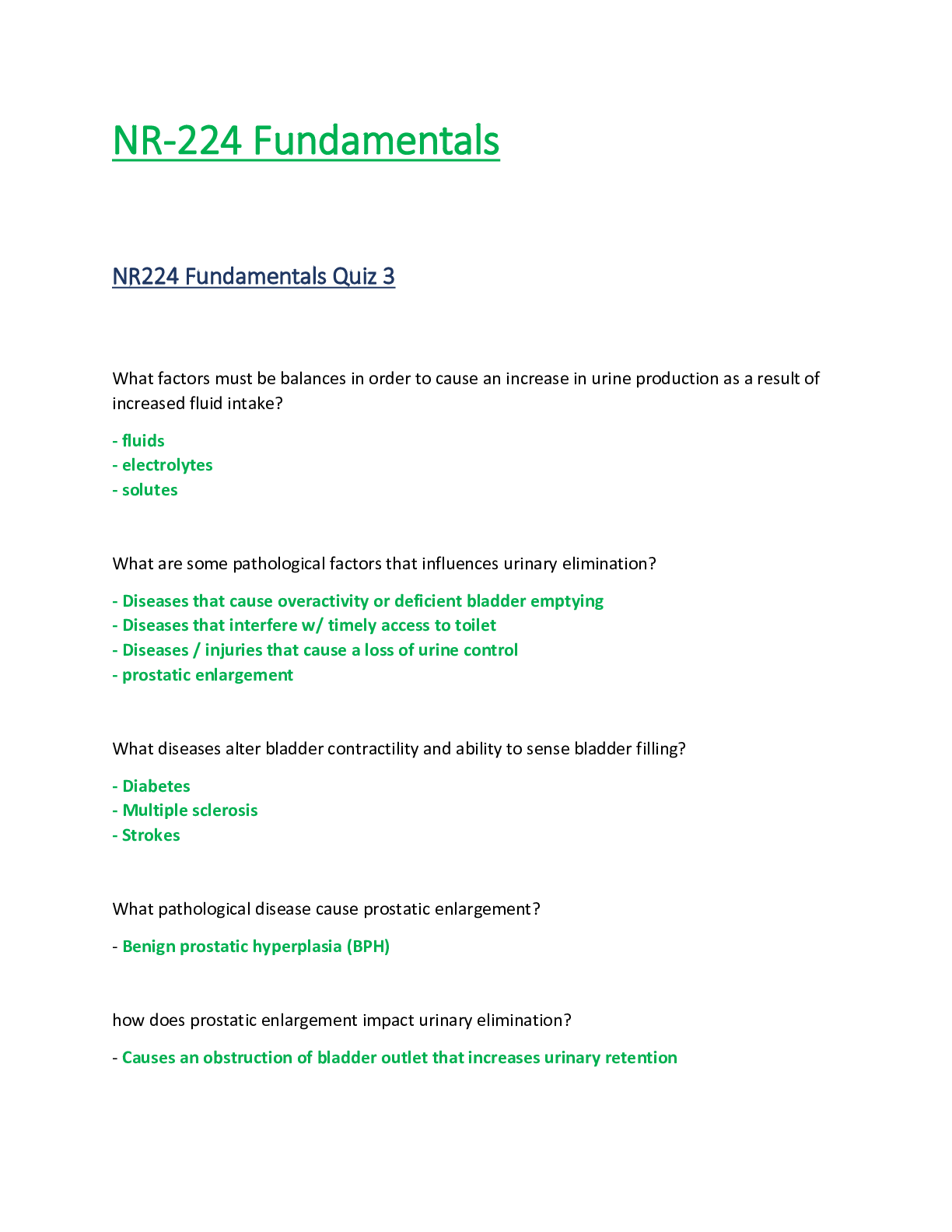 Recommended document preview for NR224 / NR 224 Quiz 3 (Latest Update) Fundamentals - Chamberlain